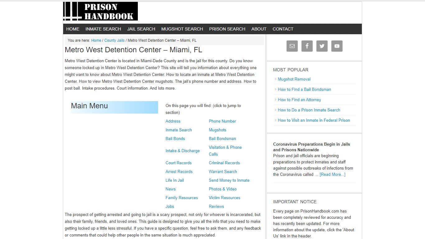 Metro West Detention Center – Miami, FL - Prison Handbook